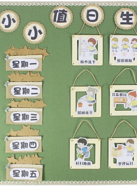 幼儿园教室墙面环创装饰材料环境布置森系创意值日生主题墙黑板报