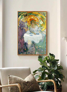 上品印画 米勒花园里的女孩 法式温馨田园卧室样板房装饰画挂画