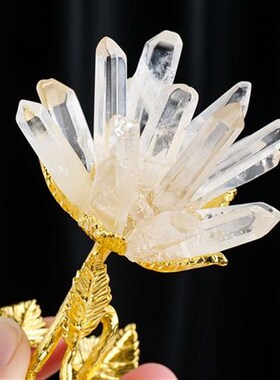 天然白水晶簇花摆件白水晶单晶体diy花树家居装饰工艺品摆设
