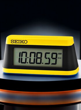 SEIKO精工电子闹钟液晶显示倒计时器防贪睡码表QHL062