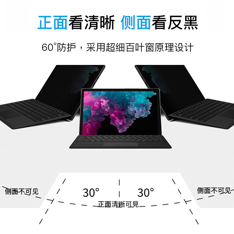 适用Surface Pro7防窥膜 微软Pro6/5/4专用双面磁吸膜 12.3寸防眩光防辐射抗蓝光随取随吸平板电脑隐私膜 - 图2