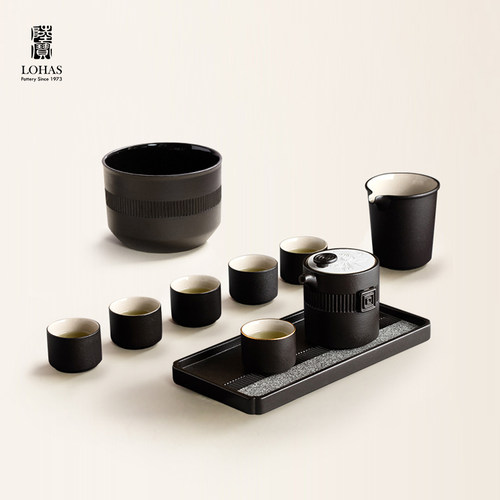 陆宝功夫茶具套组商务送礼一壶六杯带茶盘整套陶瓷茶器万事合意 - 图3