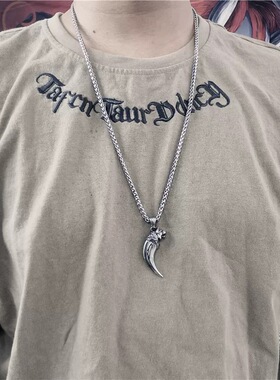 钛钢狼牙项链男士潮流项链时尚