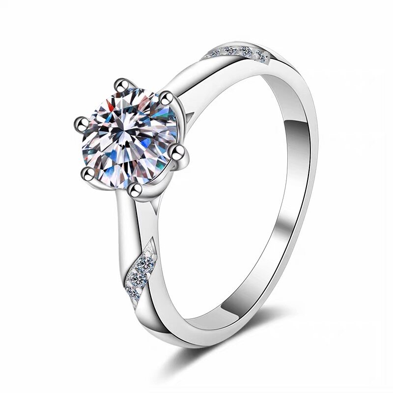 925 silver plated 18K gold moissanite diamond ring can be engraved