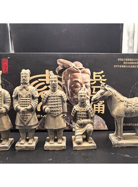 精品黑色陶俑兵马俑摆件套装西安旅游纪念品陕西特色工艺品陶土俑