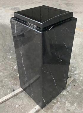双层天然黑白根大理石底座艺术品展示台工艺品摆件柱客厅雕塑立柱