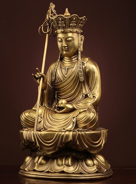 纯黄铜地藏王菩萨像娑婆三圣九华山佛像坐像客厅家用居供奉大摆件