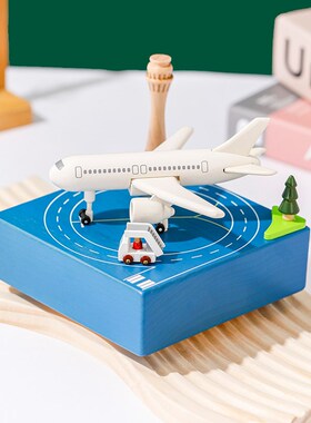 天空之城创意摆件木质飞机航空音乐盒八音盒送男孩生日圣诞节礼物