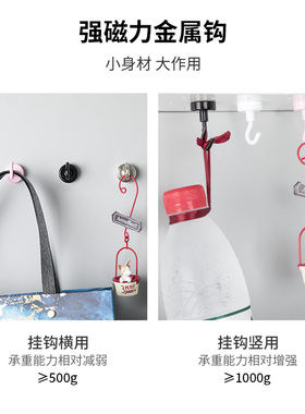 门后免打孔挂钩磁吸磁铁强磁磁力吸铁石磁性冰箱贴挂钩无痕免钉