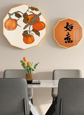 网红暖居餐厅代装饰画温馨挂画现简约圆玄关过道高档新中式形饭厅