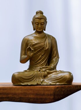 药师佛佛像摆件纯黄铜像供奉如来药师佛随身佛禅意中式家居装饰品