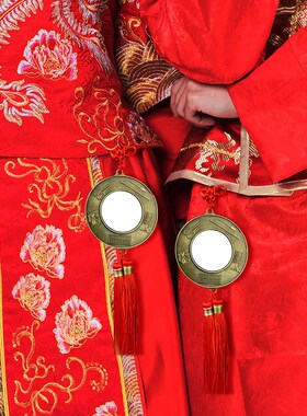 铜镜结婚怀镜婚庆定心镜四宝镜十二生肖八卦压腰镜挂件送红绳包邮