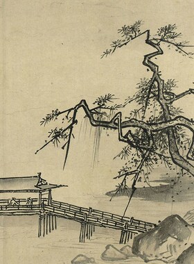 南宋夏圭溪山清远图复制画 适合临摹的国画稿 原尺寸仿古山水画绢