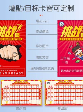 高考学习目标墙贴班级文化布置教室装饰中考学生军令状挑战书卡片