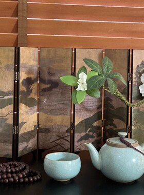 都多爱家日式双面屏风可折叠装饰画新中式复古茶室客厅餐厅卧室画