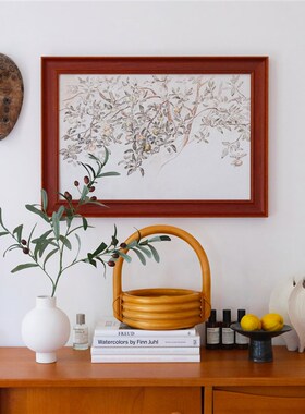 旷野远山中古风床头挂画风景植物小众高级感大尺寸艺术卧室装饰画
