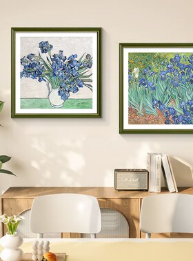 莫奈奶油风餐厅装饰画油画法式饭厅背景墙挂画高档绿色系风景壁画