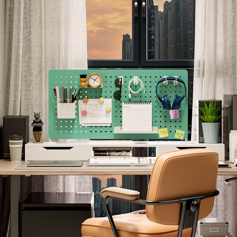 Desktop hole board storage rack without punching vertical workstation desk partition storage rack artifact metal accessories hook