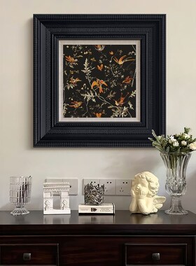 法式复古装饰画中古风饭厅高级挂画伊甸园黑框画卧室牀头小众壁画