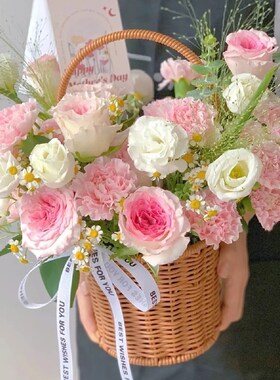 仿藤编手提花篮家用装饰编织花盆客厅插花柳编摆件手工田园风篮子