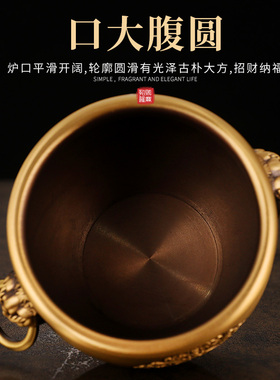 百福铜缸黄铜米缸招聚财聚宝盆摆件家居客厅冰箱上装饰品存钱罐