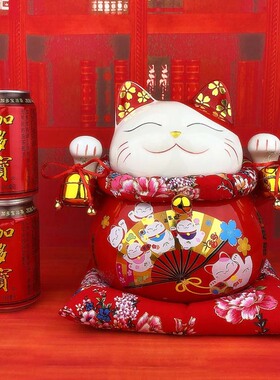 生意兴隆招财猫摆件二维码定制雕刻木牌 大创意商店铺开业送礼品
