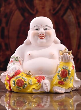 陶瓷弥勒佛像大肚笑佛高档家居客厅摆件