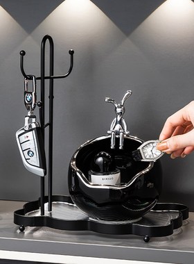 高档玄关钥匙收纳摆件入户进门口鞋柜锁匙现代装饰品乔迁新居礼品