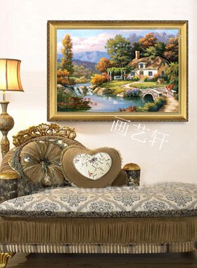 美式风景手绘油画客厅玄关卧室山水画沙发背景墙装饰画大芬村定制