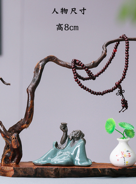 禅意新中式根雕套装摆件紫砂小和尚客厅电视柜茶桌玄关创意装饰品