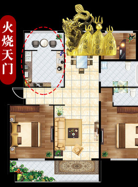 黄铜避火龙摆件厨房在西北角乾卦火烧天门干位男主人中式工艺品