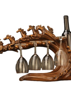 家用倒挂高脚杯红酒酒架创意家居摆件杯架架子树脂工艺品马头