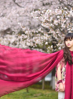 3三米m纱巾超大雪纺皱纯色防晒丝巾长沙滩巾春秋围巾披肩女