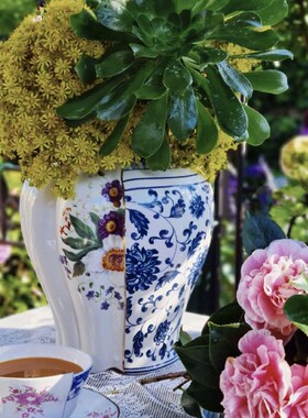 花瓶摆件客插花中古风中西合壁花瓶小众高级感骨瓷花器陶瓷复古