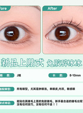 【全新上贴式免胶】贴上面太阳花碎冰冰自然新手单眼皮内双假睫毛