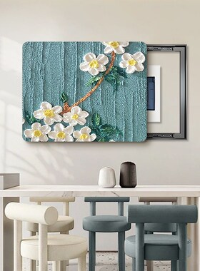 花卉电表箱装饰画奶油风免打孔配电箱开关遮挡挂画肌理感餐厅油画