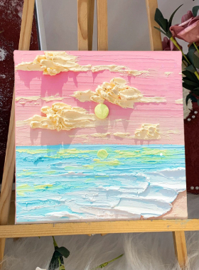 花卉风景高级感肌理画石英砂丙烯数字油画diy填充手工立体装饰画