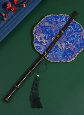 国风复古腰扇可卷扇子便携汉服旗袍古风中国风团扇古典竹编扇宫扇