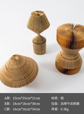 新中式创意几何手工折纸摆件书房博古架样板房书柜立体纸艺装饰品