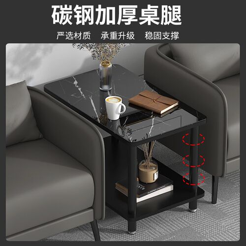 沙发中间小茶几正方形小桌子边几钢化玻璃办公室角几接待室小边桌 - 图1