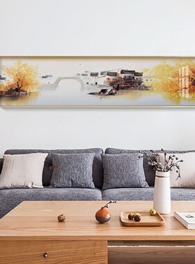 江南水乡卧室床头画新中式客厅沙发背景墙装饰画主卧墙面挂画壁画