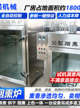 供应全自动预制菜腊烟熏炉 大容量不锈钢熏鸡熏鱼肉食烟熏炉