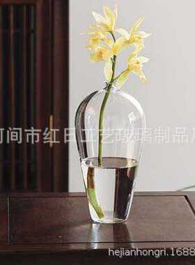 日式禅意玻璃花瓶简约现代透明梅瓶插花器皿客厅搭配桌面摆件装饰