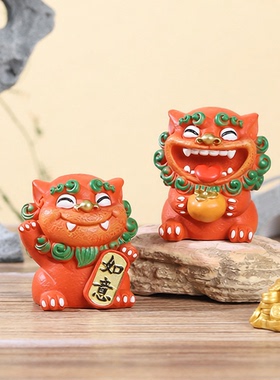 国潮风狮爷树脂品摆件家居桌面茶