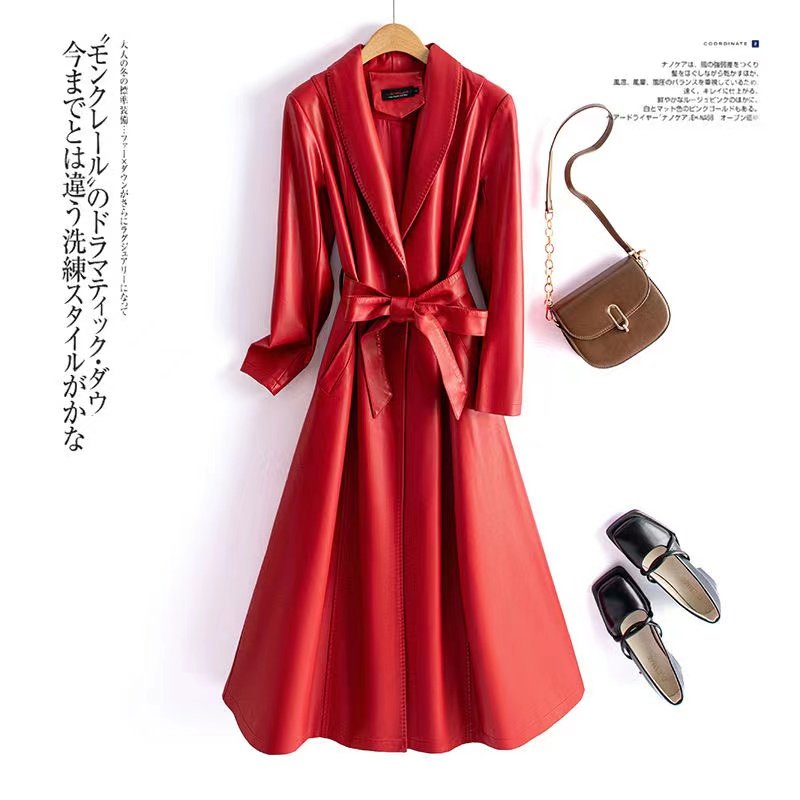 海宁真皮皮衣女中长款外套2025新款绵羊皮风衣收腰修身气质皮大衣,淘宝优惠券,粉丝福利购,淘宝优惠卷