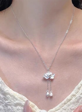 莲花流苏项链女新款好运莲莲
