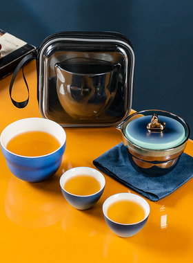便携玻璃快客杯一壶二杯收纳包