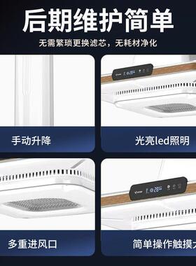 棋牌室空气净化器遥控升降吸烟灯吸烟麻将室吸烟净化灯麻将灯净化