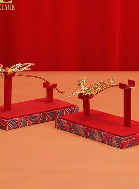 新款黄金凤钗珠宝展示架珠宝红色凤钗簪子展示道具金钗银钗展示架