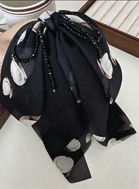 黑色碎花蝴蝶结飘带抓夹